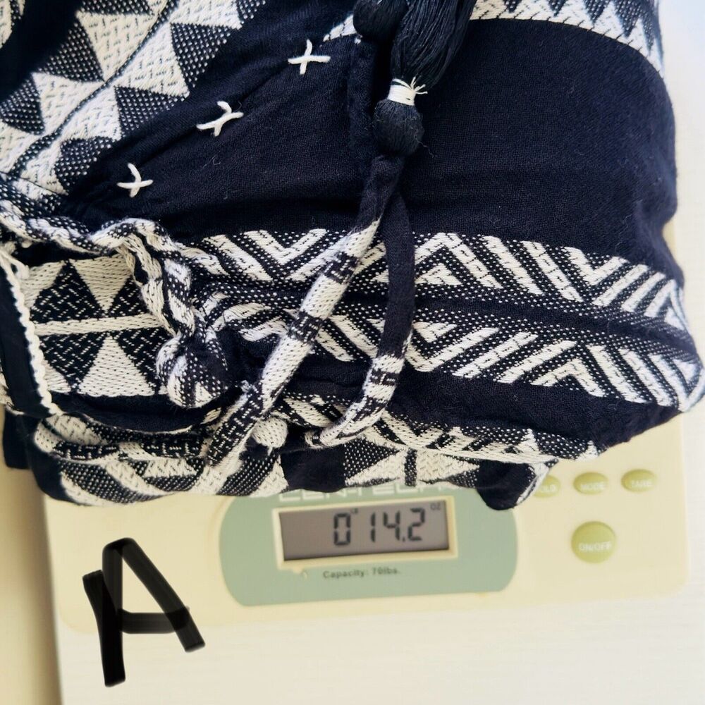Maeve by Anthropology Dress Sz XSP Black White Geometric Print Tassels Bohemian - Picture 16 of 16